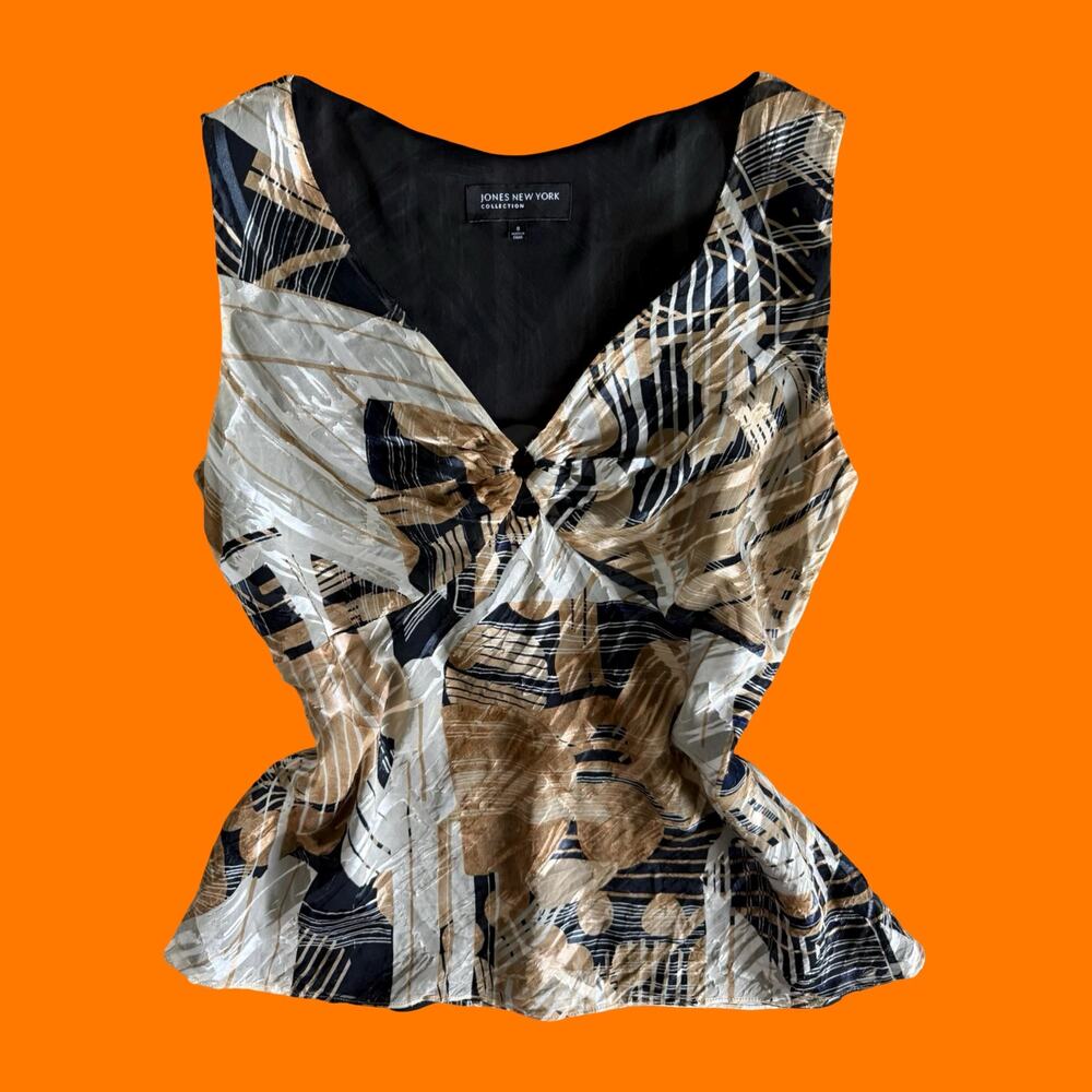 00's vintage silk rayon velvet burnout office siren y2k tank top Size 6 *AS IS*